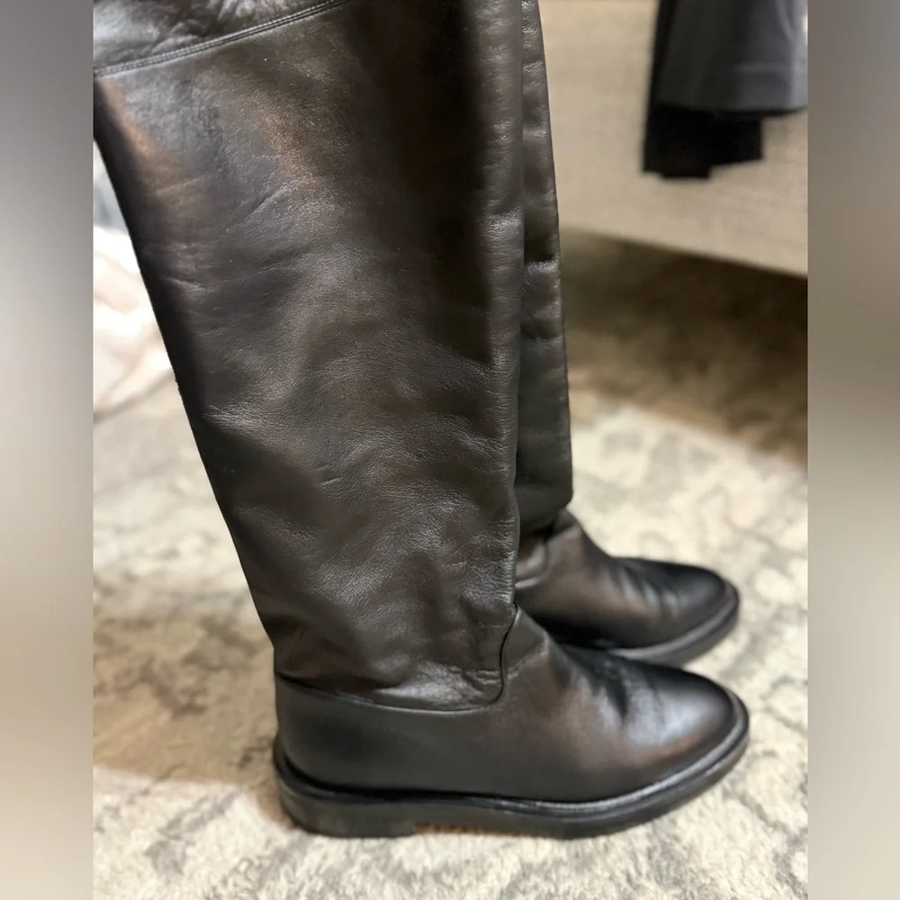 Tamara Mellon Black Nappa Tempest Over the Knee Boots 15mm Heels